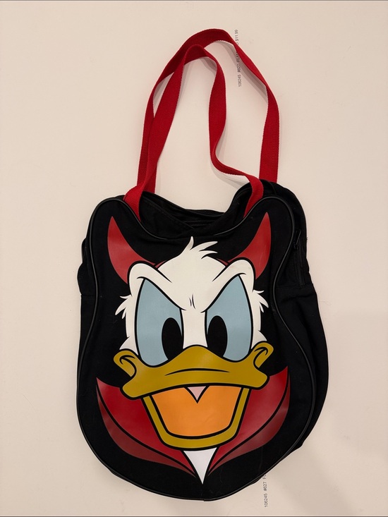 Disney Handbags - Disney Black Donald Duck Graphic Tote Bag with Red Straps